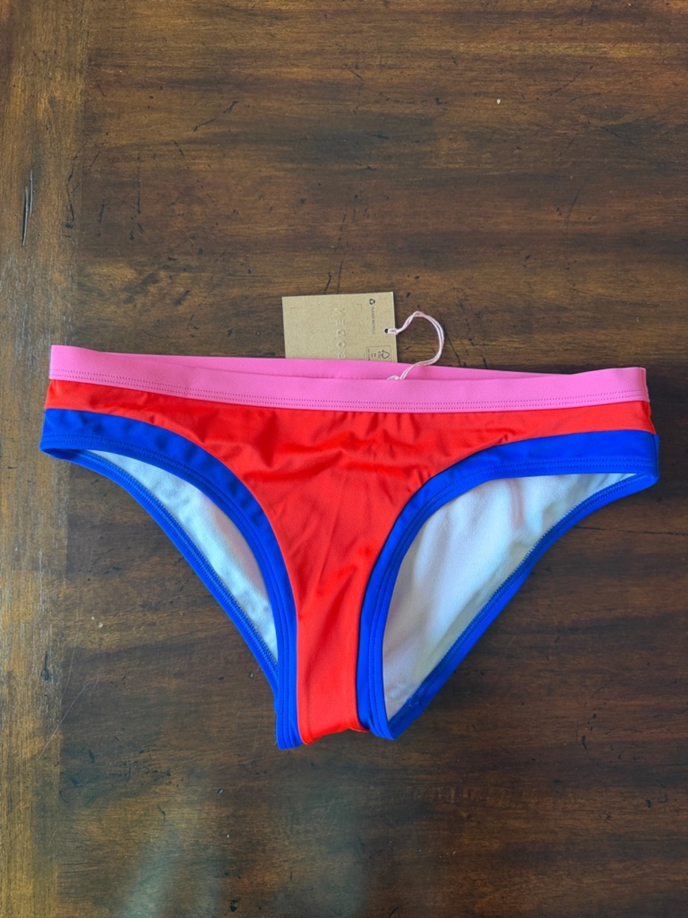 Boden Two-Tone Pink, Red & Blue Bikini Bottoms